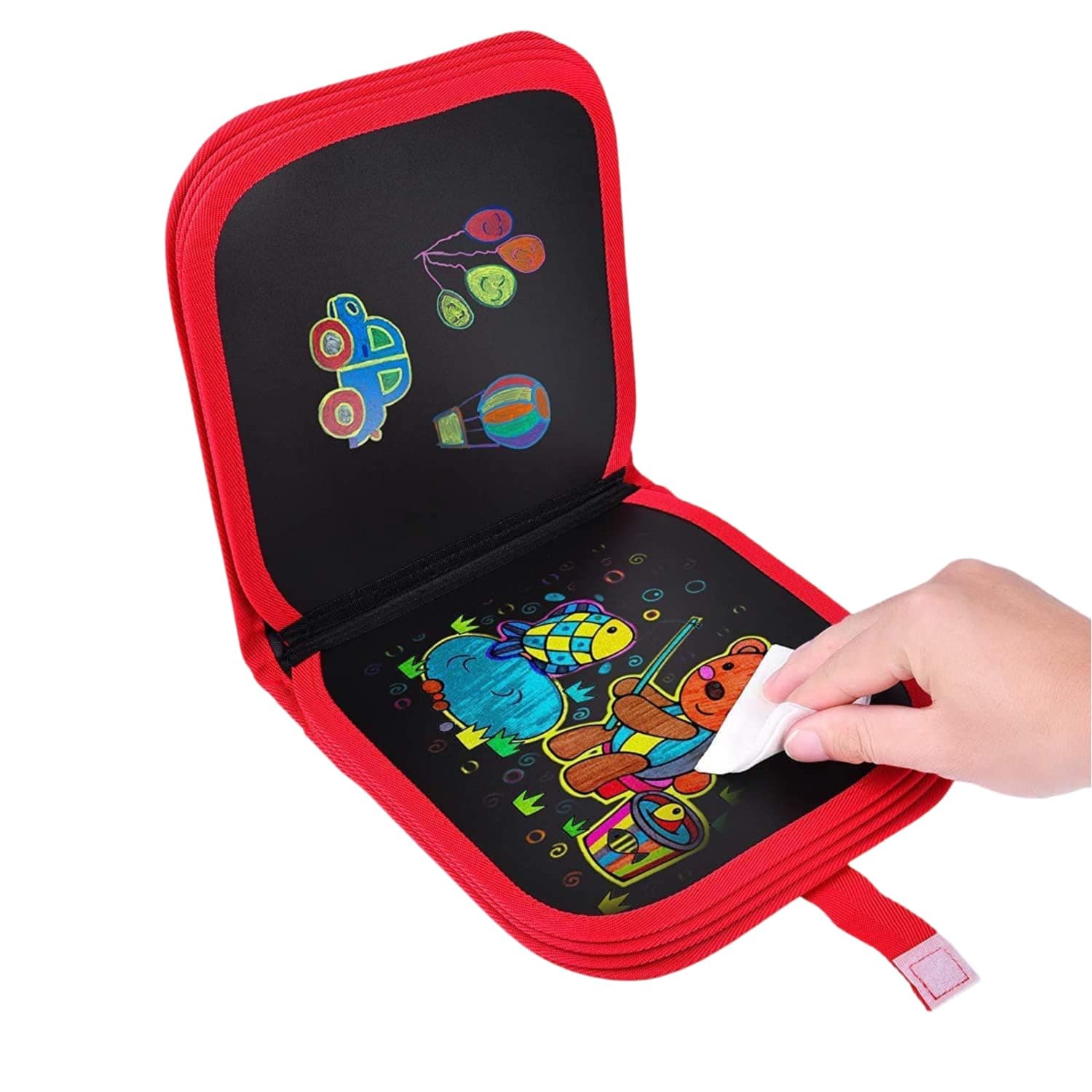 Browseware Creative Kids Erasable Doodle Book | Reusable Drawing Pad with Watercolour Pens | Portable Art Toy for Travel & Activity Fun (6 Pages)