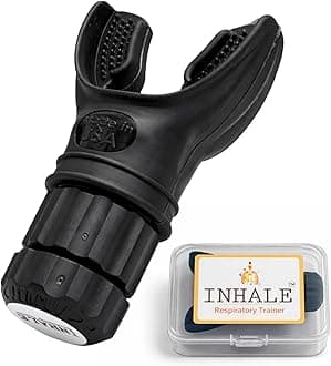 Inhale Respiratory Trainer | Lung Strengthening Breathing Exercise Device | Made in USA | Adjustable Bi-Directional Resistance | Medical Grade Silicone Mouthpiece | Carrying Case Included