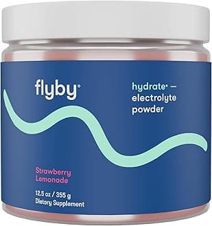 Flyby Electrolytes Powder [ No Added Sugar: Naturally Sweetened ] Contains Potassium, Aquamin™ Calcium & Magnesium, Sea Salt Sodium, Full Spectrum 72 Trace Minerals - Strawberry Lemonade