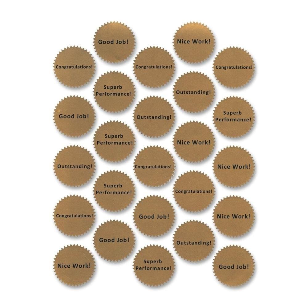 First Base Gold Imprintable Seal - Round - 1.75amp;quot; Diameter - for Certificate, Award - Golden