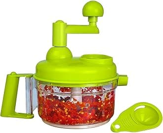 Manual Vegetable Cutter Food Processor 8 in 1 - Chopper, Mixer, Blender, Whipper, Egg Separator, Mincer, Grinder, Dicer with Clear Container 1200ml by Valuetools