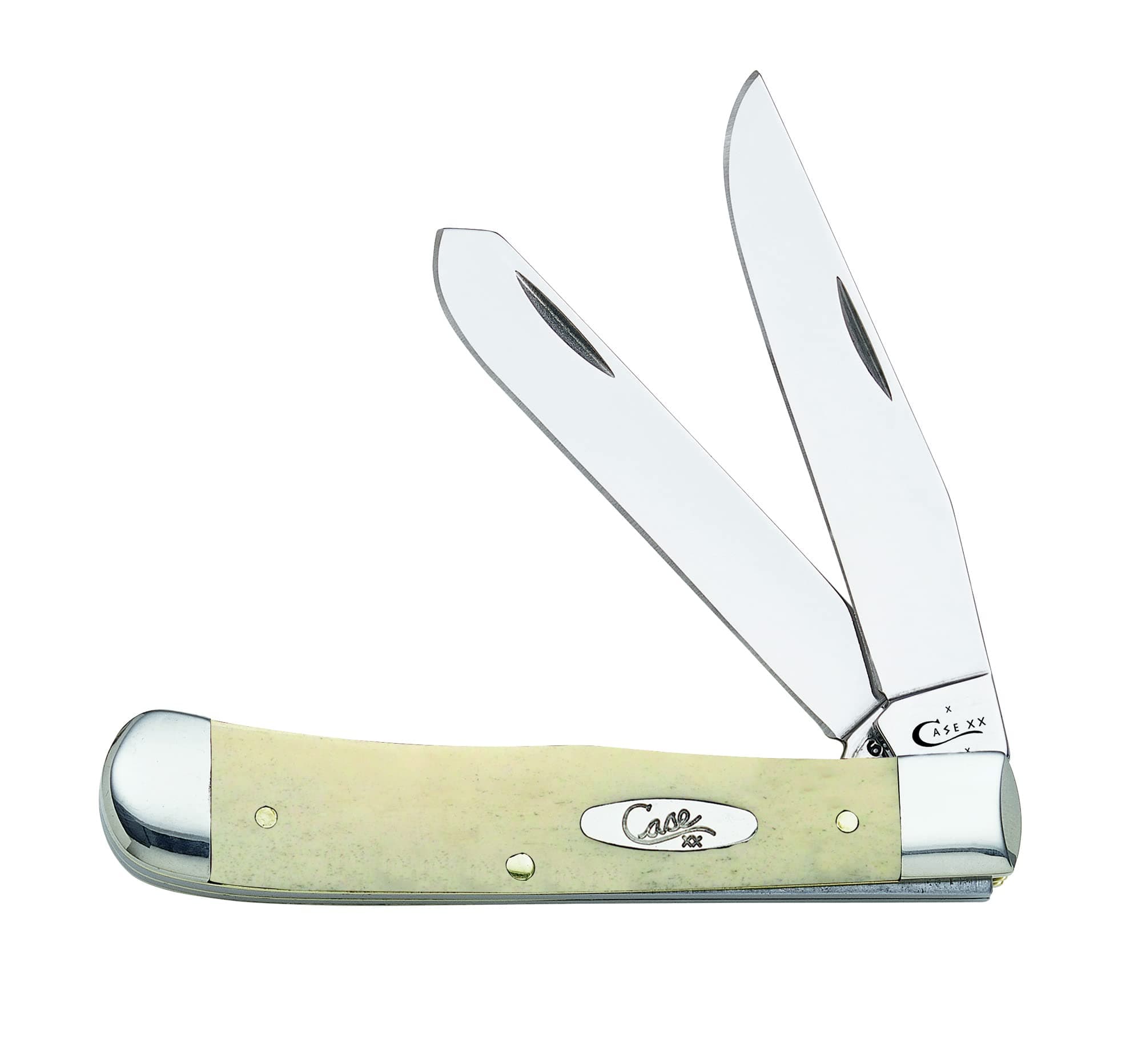 Case XX WR Pocket Knife Natural Smooth Bone Trapper W/Shield Item #1445 - (6254 SS) - Length Closed: 4 1/8 Inches