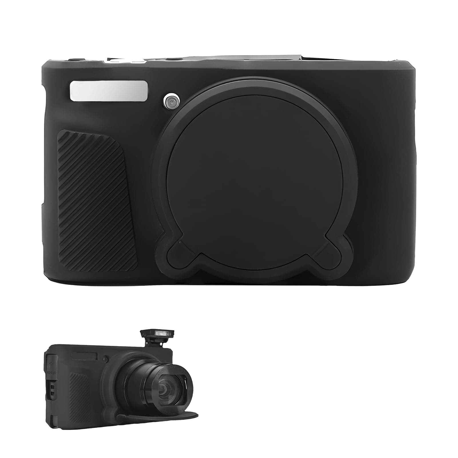 – SX730 SX740 HS Camera Case for Canon Silicone PowerShot Anti-Scratch Soft Slim Fit Ultra-Thin Lightweight Protective Full Pritection with Removable Lens Cover Accessories(Black)