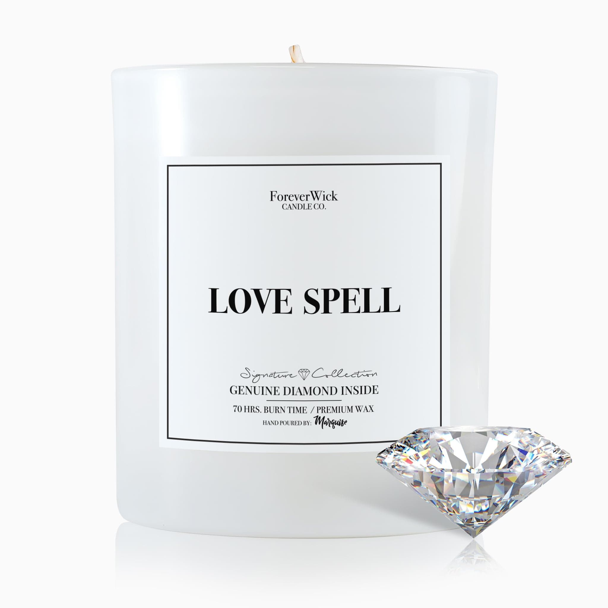 Love Spell Lush Fruit Surprise Candle with Diamond Inside | Foreverwick Candles | Scented Soy Candles Gifts for Women Aromatherapy Candle | Organic Soy Candle 14oz | 70h