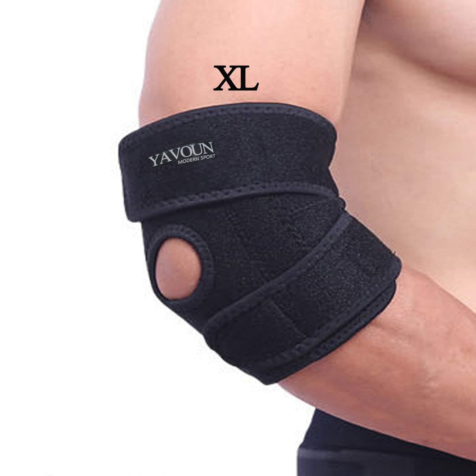 Elbow Support,Adjustable Tennis Elbow Support Brace, Great For Sprained Elbows, Tendonitis, Arthritis,basketball，Baseball,Golfer's Elbow Provides Support & Ease Pains XL (Black Longer)
