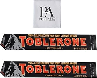 Toblerone Chocolate Variety Pack - 3.52 oz 2-Pack: Classic Swiss Chocolate Bars Assortment Dark Chocolate Bars(Purpalia Packaging) (2 pack, Dark Chocolate)