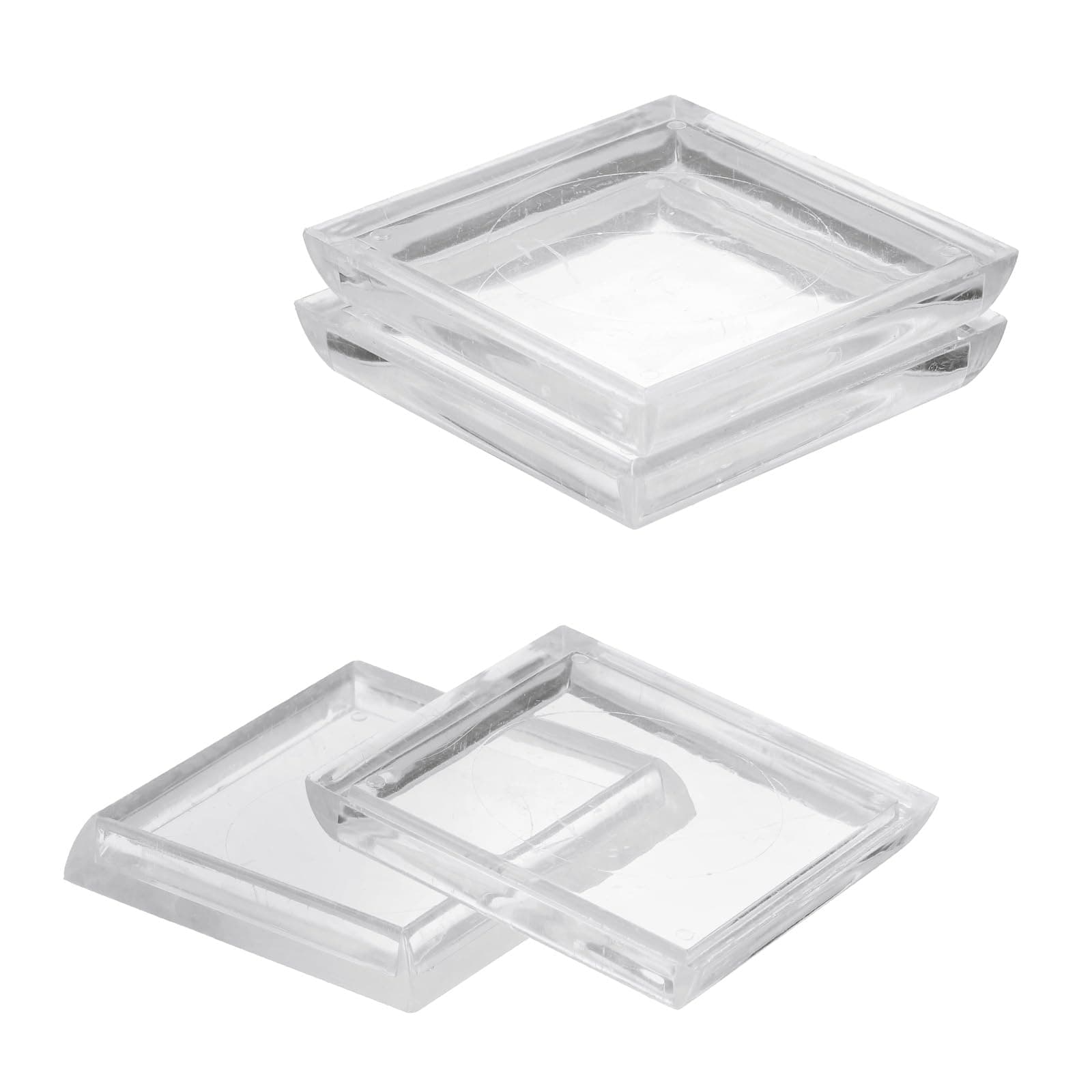 sourcing map 4 Pcs Square Furniture Caster Cups, 1-7/8" Plastic Furniture Pads Floor Protectors for Carpet Floors