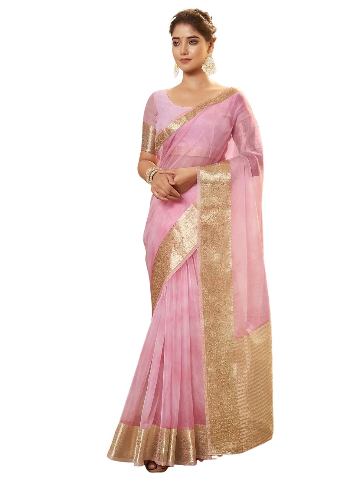 SatraniWomen's Jacquard Border Organza Saree