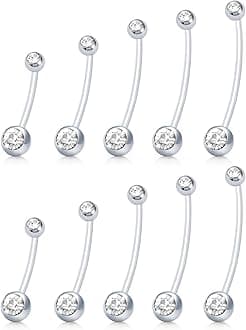 Pregnancy Belly Button Rings Long Bar 38mm Sport Maternity Flexible Bioplast Clear Navel Belly Rings Piercing Retainer for Pregnant Women Mix Style