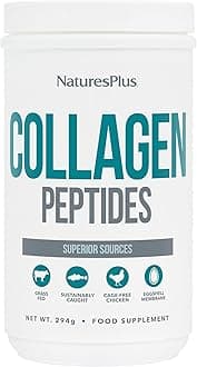 NaturesPlus Collagen Peptides Powder - Sustainable Hydrolysed Multi Collagen Supplement, 6 Major Types of Collagen - Unflavoured, Non-GMO, Gluten Free, Halal - 294 g