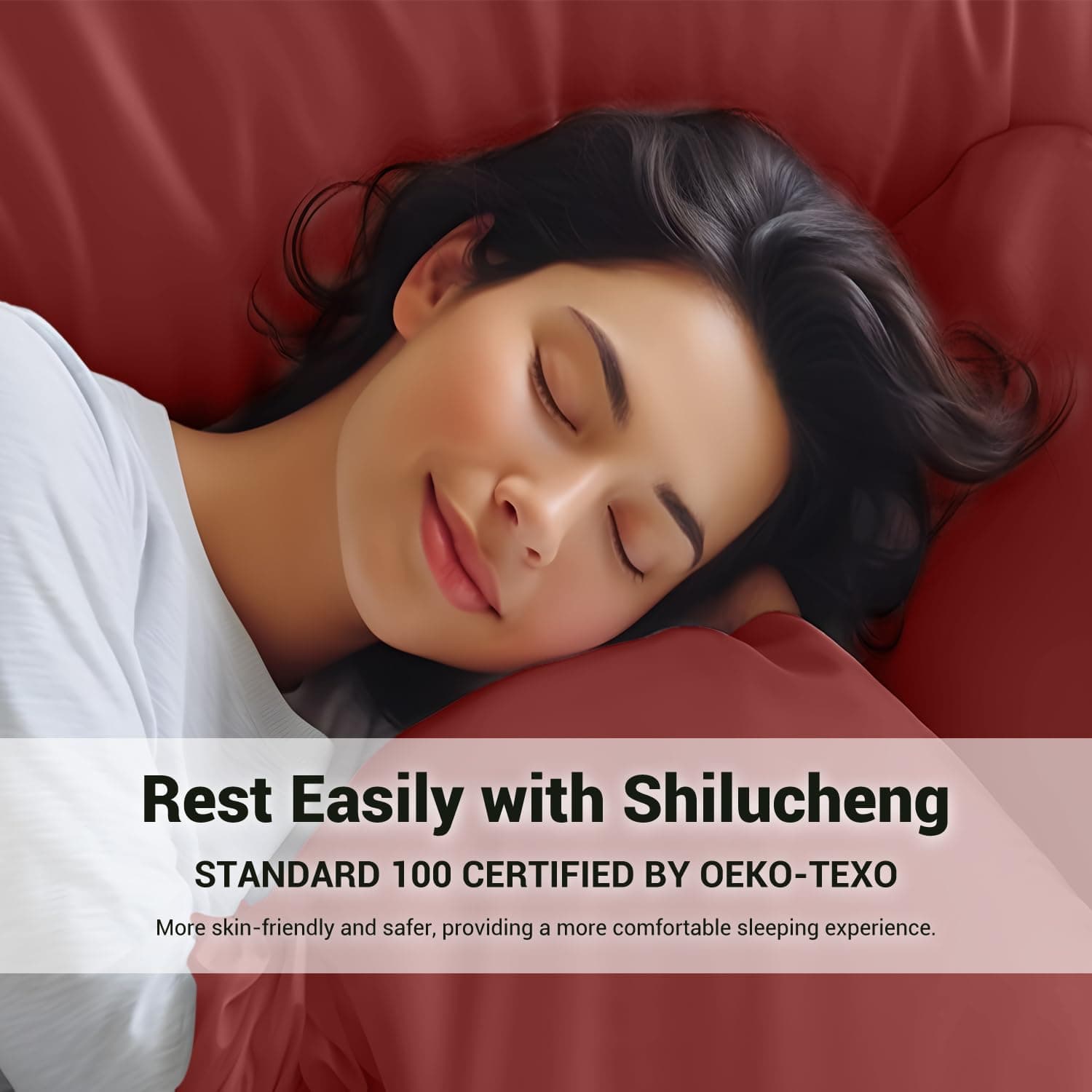 Shilucheng 4 Piece Queen Sheet Sets, Cooling Sheets, Blend Rayon Derived from Bamboo, Deep Pocket Up to 16", Breathable & Soft Bed Sheets, Hotel Silky Bedding Set, Burgundy