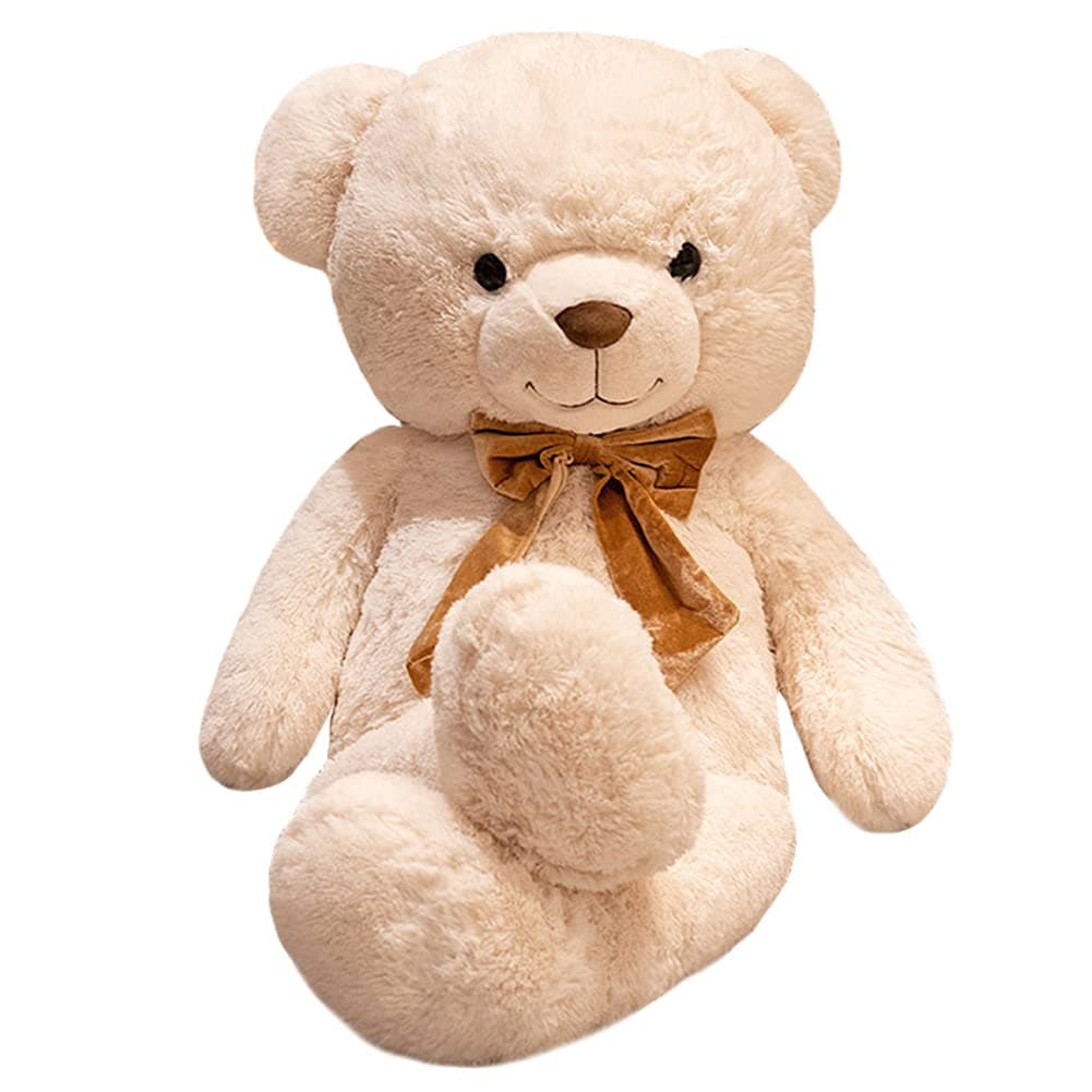 Large Plush Bear Toy Giant Bear Doll 3.3ft Big Bear Stuffed Animals Plush Toy with Bows 40 Inch Soft Huge Stuffed Bear Pillow Gift for Graduation Birthday Wedding Decorations Party Favors (White)