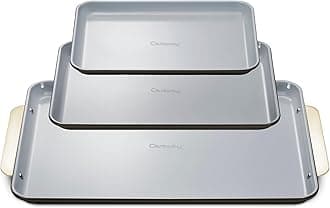 Caraway Non-Stick Ceramic Baking Sheet Trio - Naturally Slick Ceramic Coating - Non-Toxic, PTFE & PFOA Free - 18 x 13 Large, 15 x 10 Medium, & 9" x 13" Small - Black
