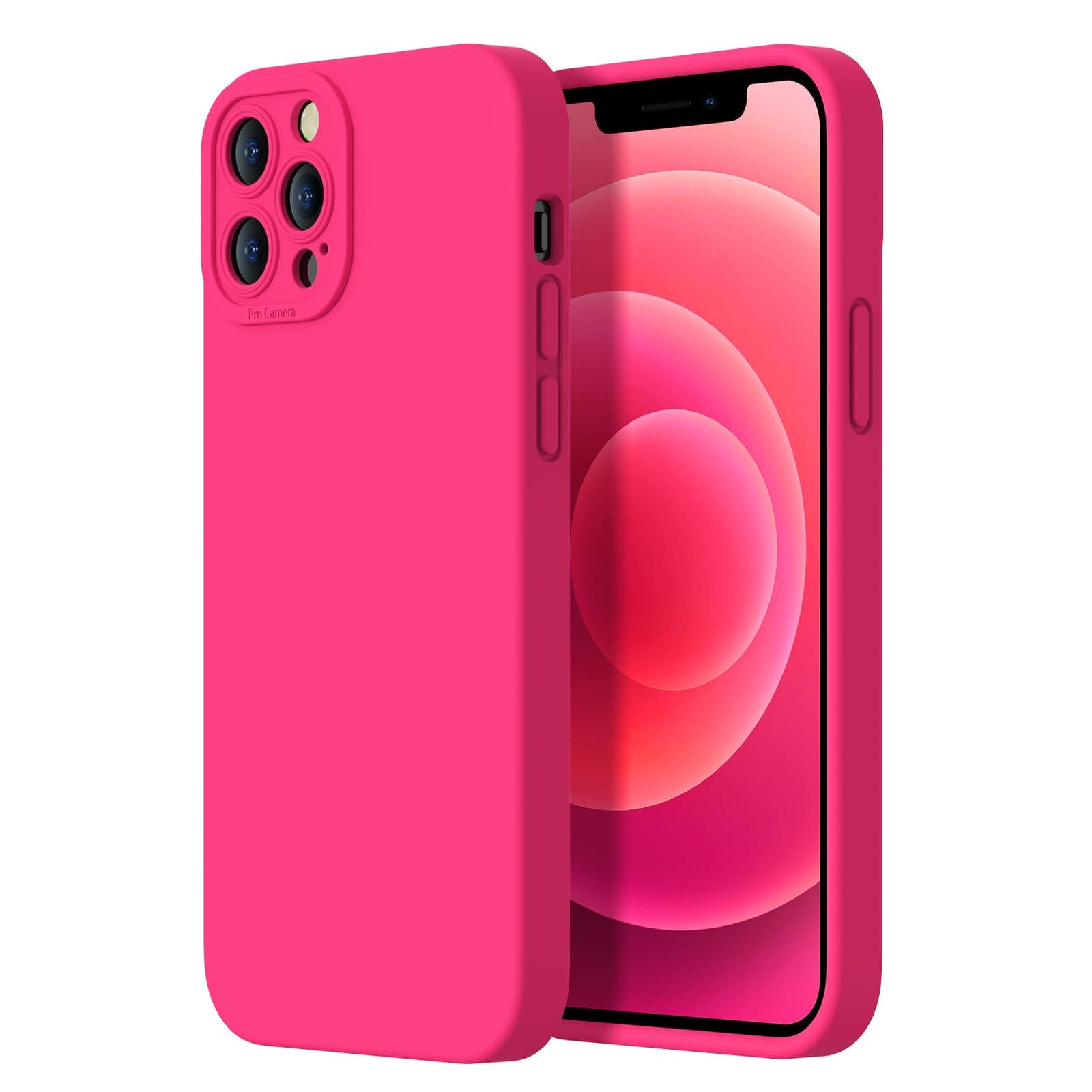 Designed for iPhone 13 Pro Case - Upgraded Enhanced Camera Protection - Soft Microfiber Lining Inside - Liquid Silicone Shockproof Protective Phone Case 6.1" for Men Women Girls - Hot Pink