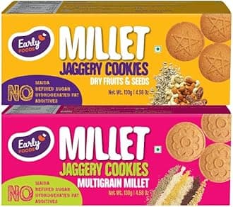Assorted Cookie Combo Pack of 2 - Dry Fruits n Seeds & Multigrain Millet Jaggery Cookies, 2 X 150 g, Healthy Sugar Free Biscuits