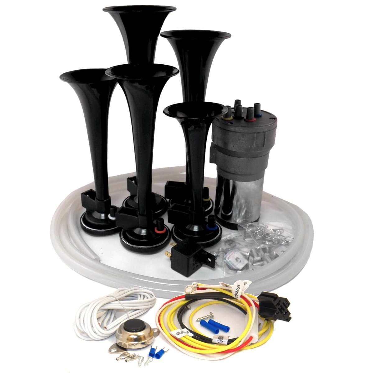 Dixie Air Horn Black - Dixieland Premium Full 12 Note Version with Installation Wire Kit and Button