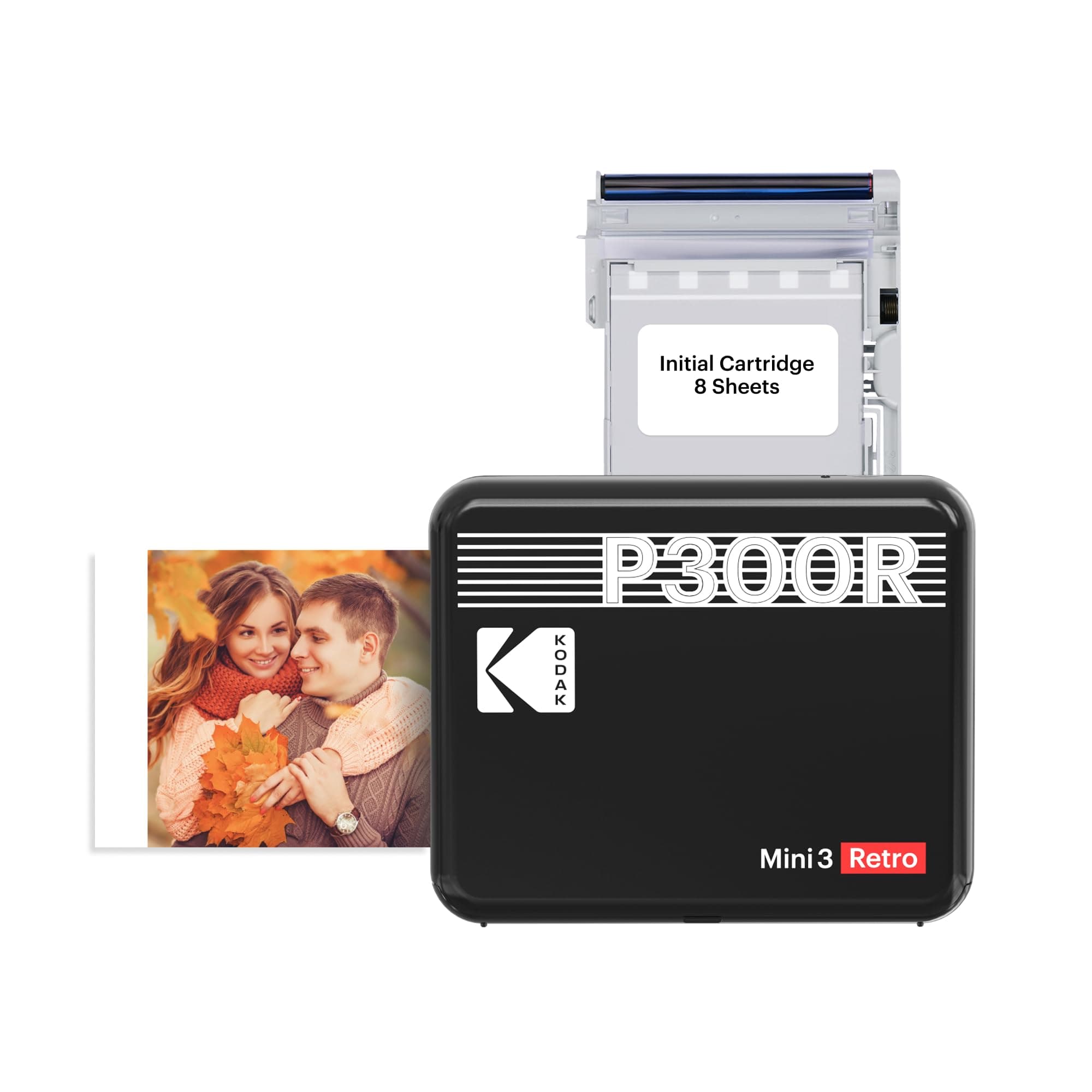 Kodak Mini 3 Retro 3x3 Portable Photo Printer, Compatible with iOS, Android & Bluetooth Devices, Real Photo: 4Pass Technology & Laminating Process, Print Photos - Black