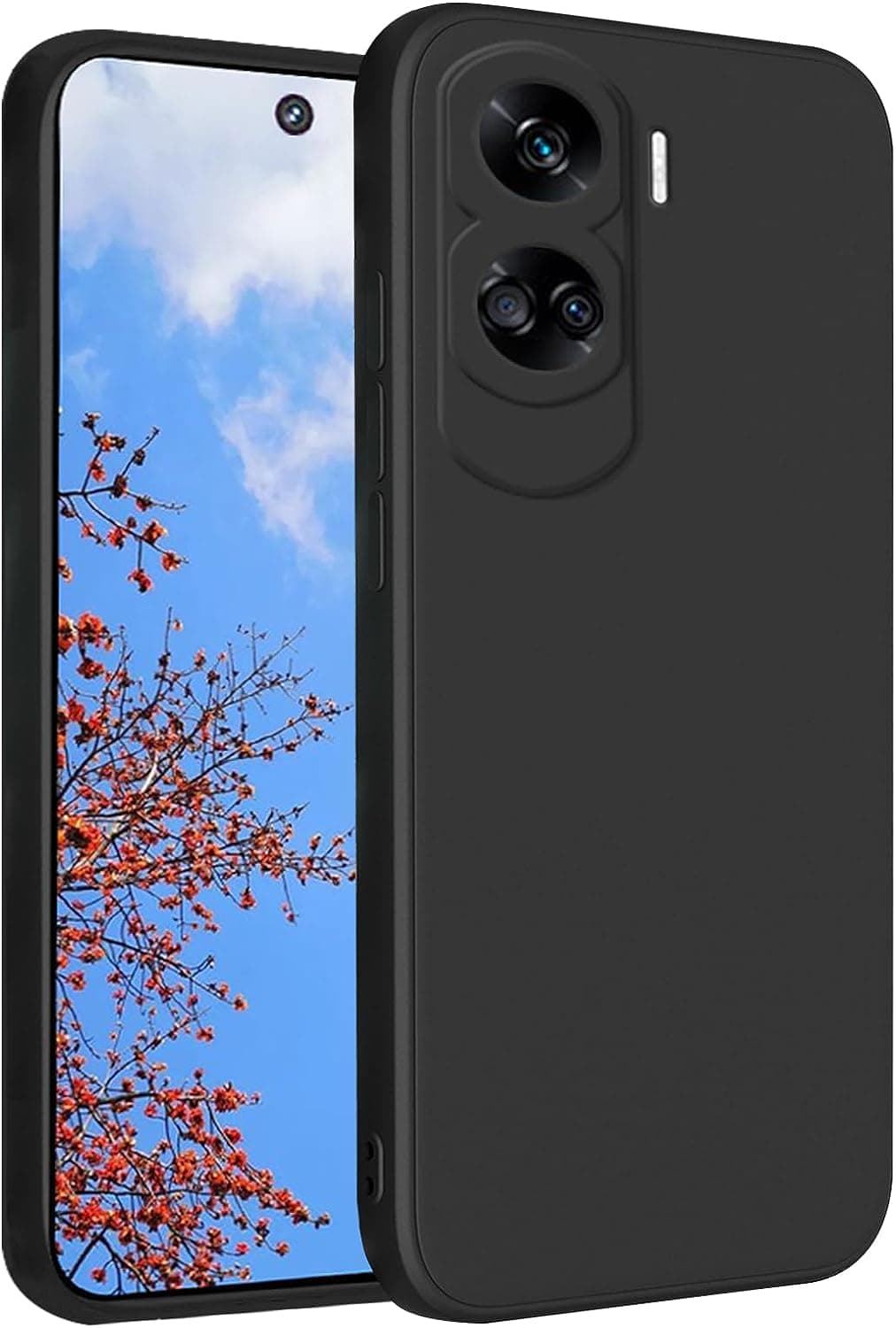 Case for Honor 90 Lite/Honor X50i Soft Silicone Gel Rubber Case Shockproof Matte Finish Back Hard Shell Cover Inner Fabric Lining full Camera Protection Case for Honor 90 Lite 5G / X50i (Black)