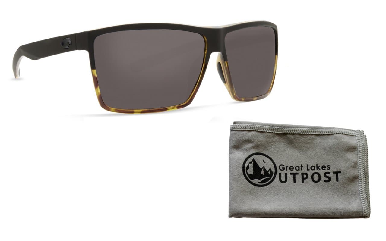 Costa Rincon Matte Black/Shiny Tort Gray 580P Sunglasses Bundle with Cloth