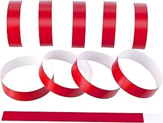 200 Pcs ¾ Red Plastic Paper Waterproof Wristbands Neon Wrist Bands Lightweight Concert Wristbands LVYOUIF Hand Bands for Events Self-Adhesive Wristbands Party Armbands
