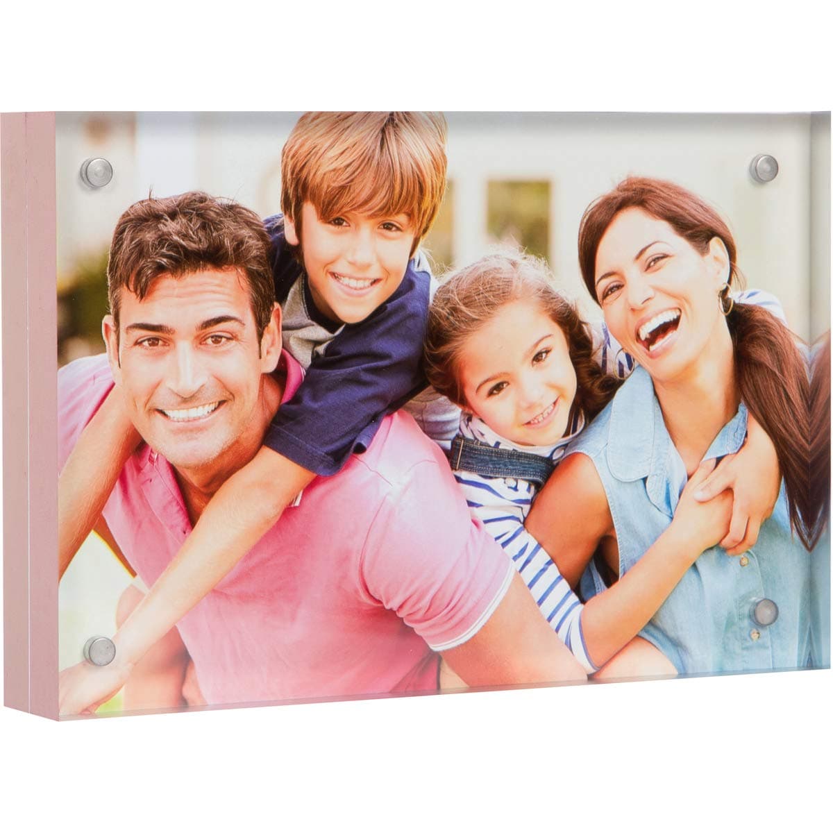 Acrylic Picture Frame 4x6 with Rose Gold Edges - Double Sided Magnetic Photo Frame, 24 mm Thick Clear Picture Frame, 4 x 6 Inches Acrylic Frame, Modern and Self Standing for Desktop Display (1 Pack)
