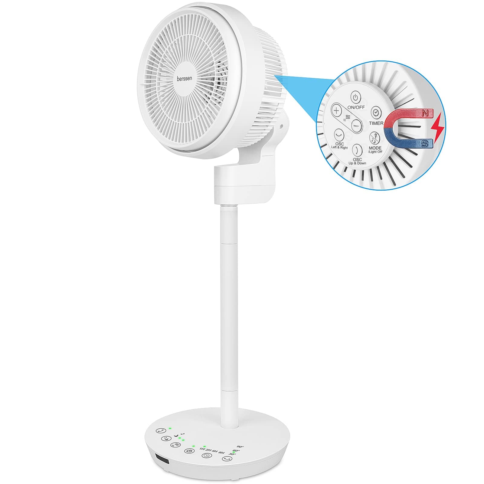 Upgraded 2in1 DC Standing Pedestal Fan with Remote Control, 3D Oscillation, 8 Speed Turbo, Detachable Height, Quiet Fan for Bedroom, 8h Timer, GS Approved