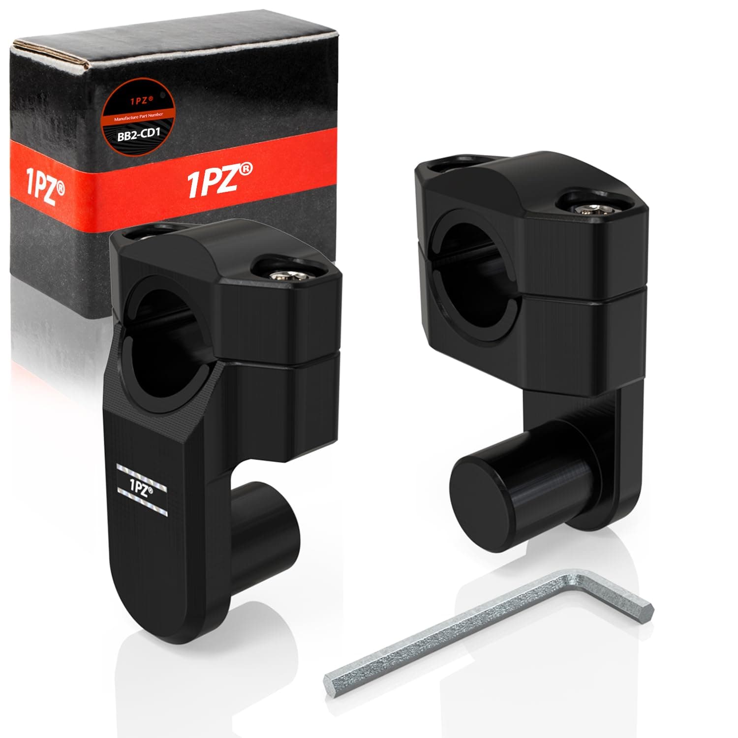 1PZ BB2-CD1 Pivoting Handlebar Clamp Risers Replacement for Universal Motorcycle 2" Raise Clamps for 7/8" or 1 1/8" Handlebars Mount To 7/8" Stem Clamp