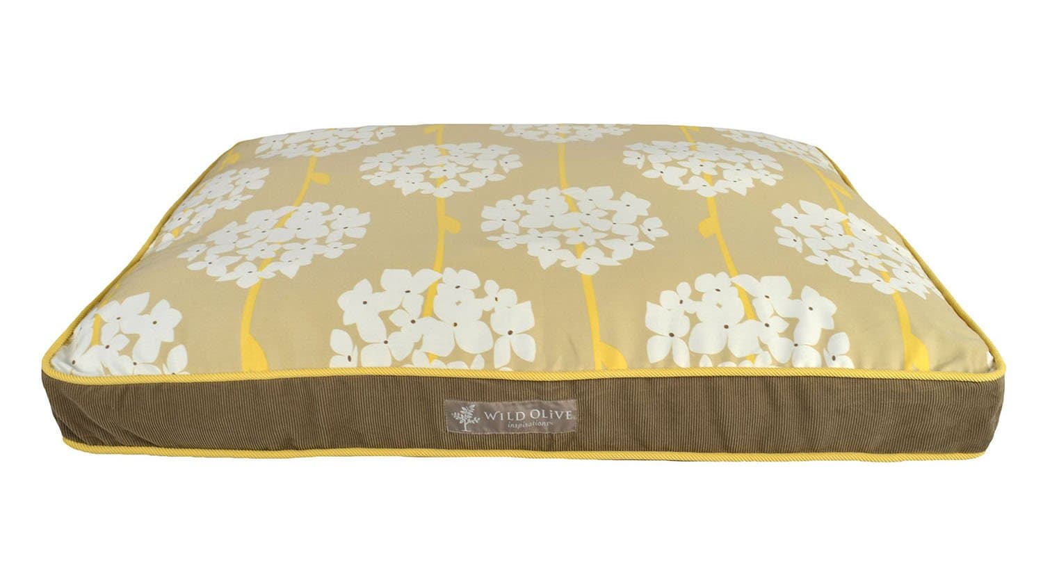 Wild Olive 30 by 40 by 3-Inch Gusset Hydrangea Pillow Pet Bed, X-Large, Multicolor