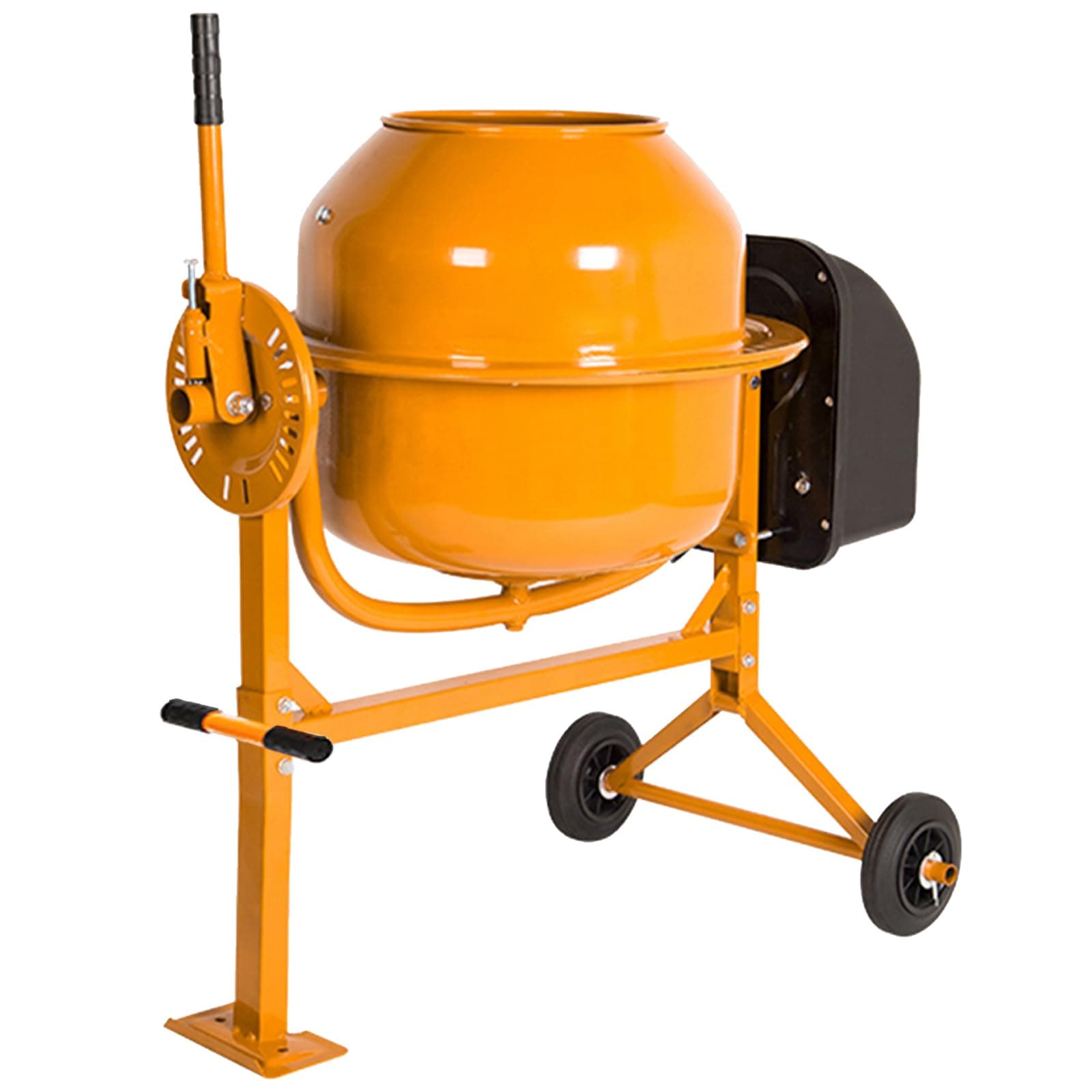 Fujampe Portable 4.2 Cu Ft Concrete Cement Mixer, 1/2 Hp Electric Mixer Machine with Wheel & 120L Freestanding Barrow Machine, Mixing Tools for Stucco Mortar (Yellow) 41.4 x 28 x 52.8 Inches (Gen120)