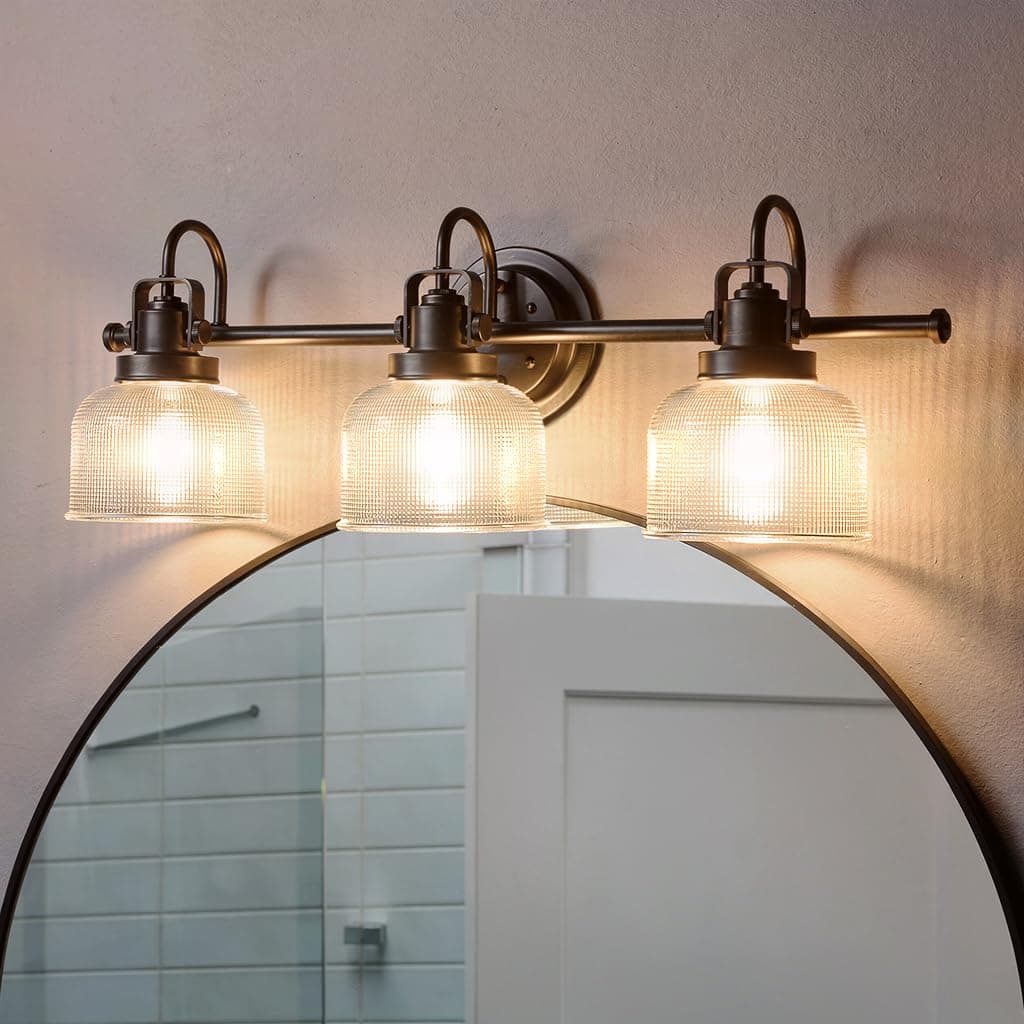 Urban Ambiance Luxury Industrial Chic Bathroom Vanity Light, Large Size: 8.75" H x 26.25" W, with Modern Famrhouse Style Elements, Fashion Bronze Finish, UHP2044, Harlow Collection