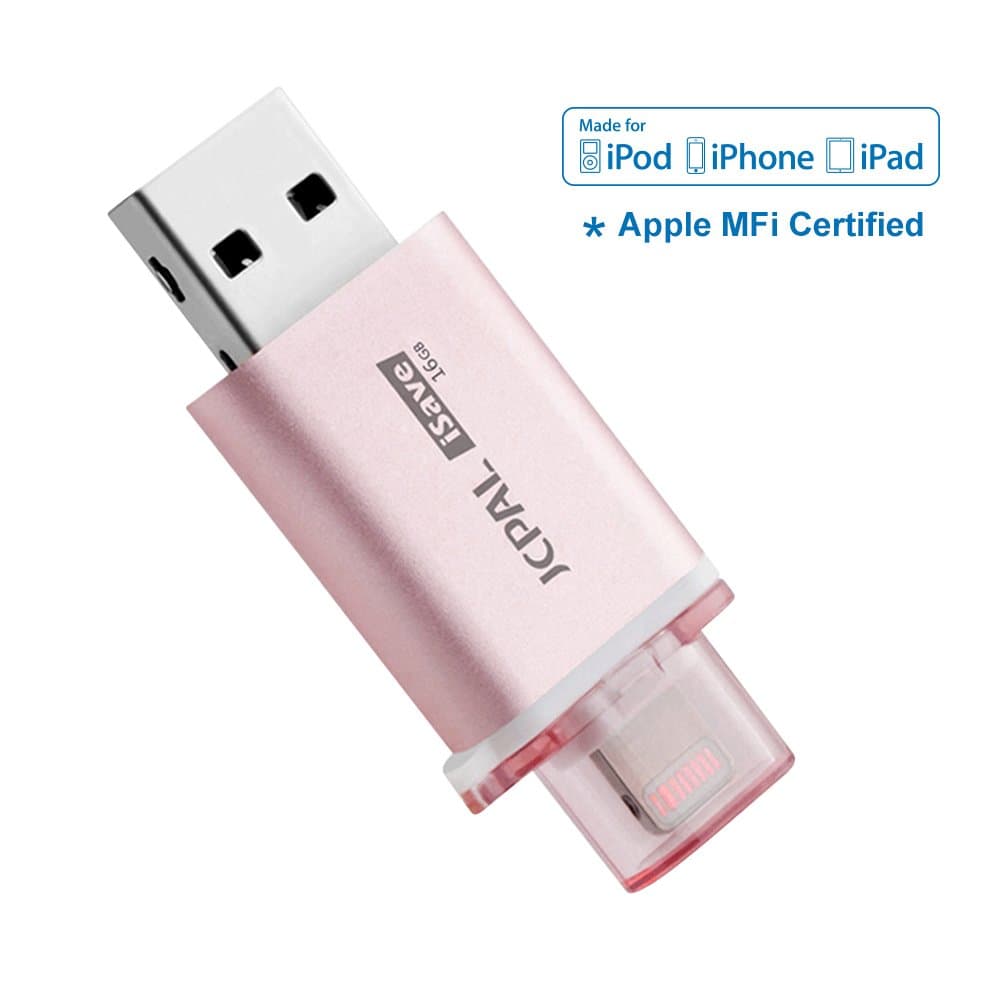 JCPAL iSave USB 3.0 Flash Drive 16GB for iPhone, iPad, iOS, Computers(Rose)