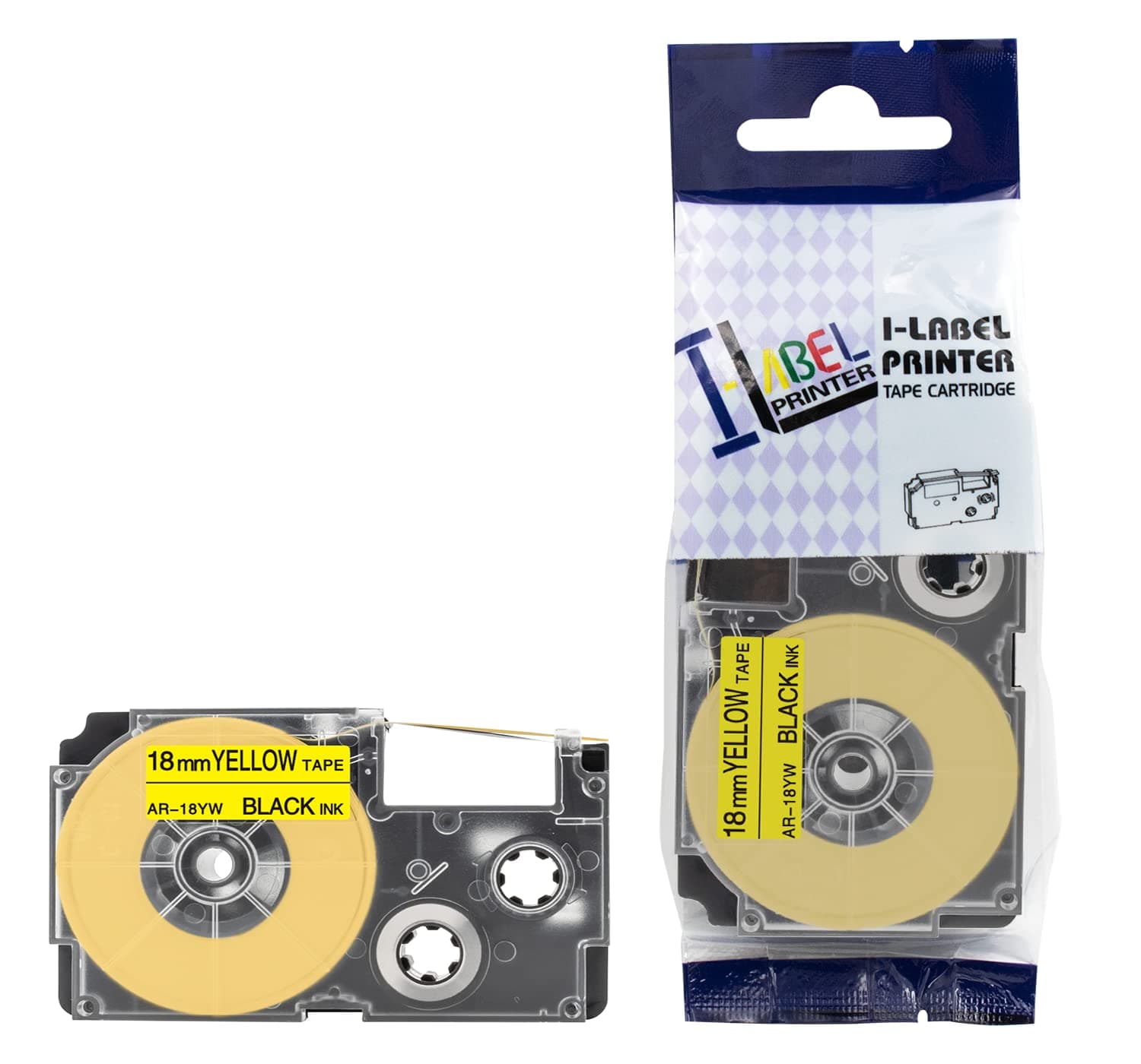 SKY Compatible Label Cassette | Black Text on Yellow Tape | 100% Compatible Label Tape for Casio EZ Label Printers (18 mm)