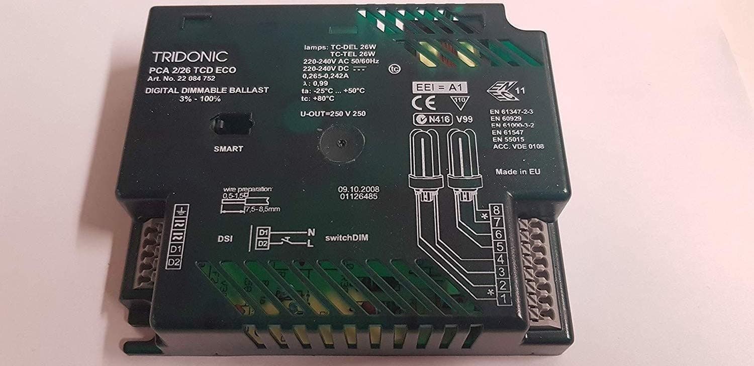 Tridonic PCA 2/26 TCD ECO EVG ballast, dimmable, twingle operation [Energy Class B]