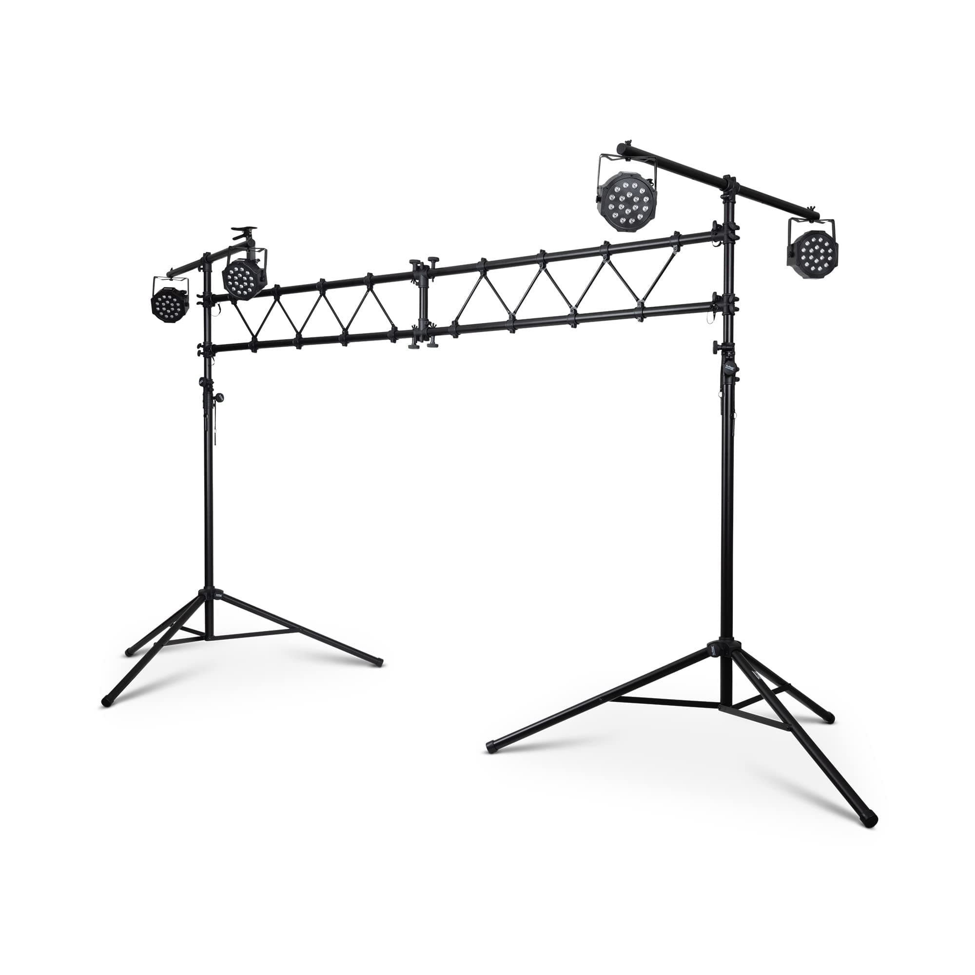 On-Stage LS7730 Lighting Stand with Truss (Folding, Portable PAR Can and LED Light Rig for Theaters, Auditoriums, Concert Halls, Clubs, and Venues, Adjustable Height, Rubber Feet, Metal, Black)