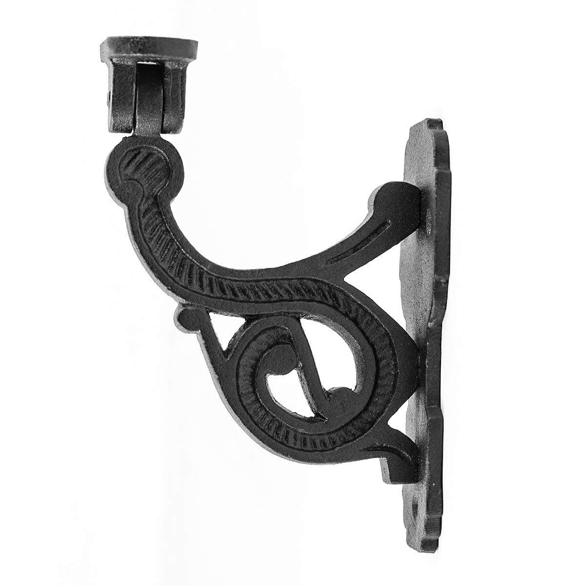Renovators Supply Manufacturing Handrail Bracket 4.5" H X 3.2" Proj. Black Wrought Iron Handrail Brackets for Indoor Stairs with Mounting Hardware
