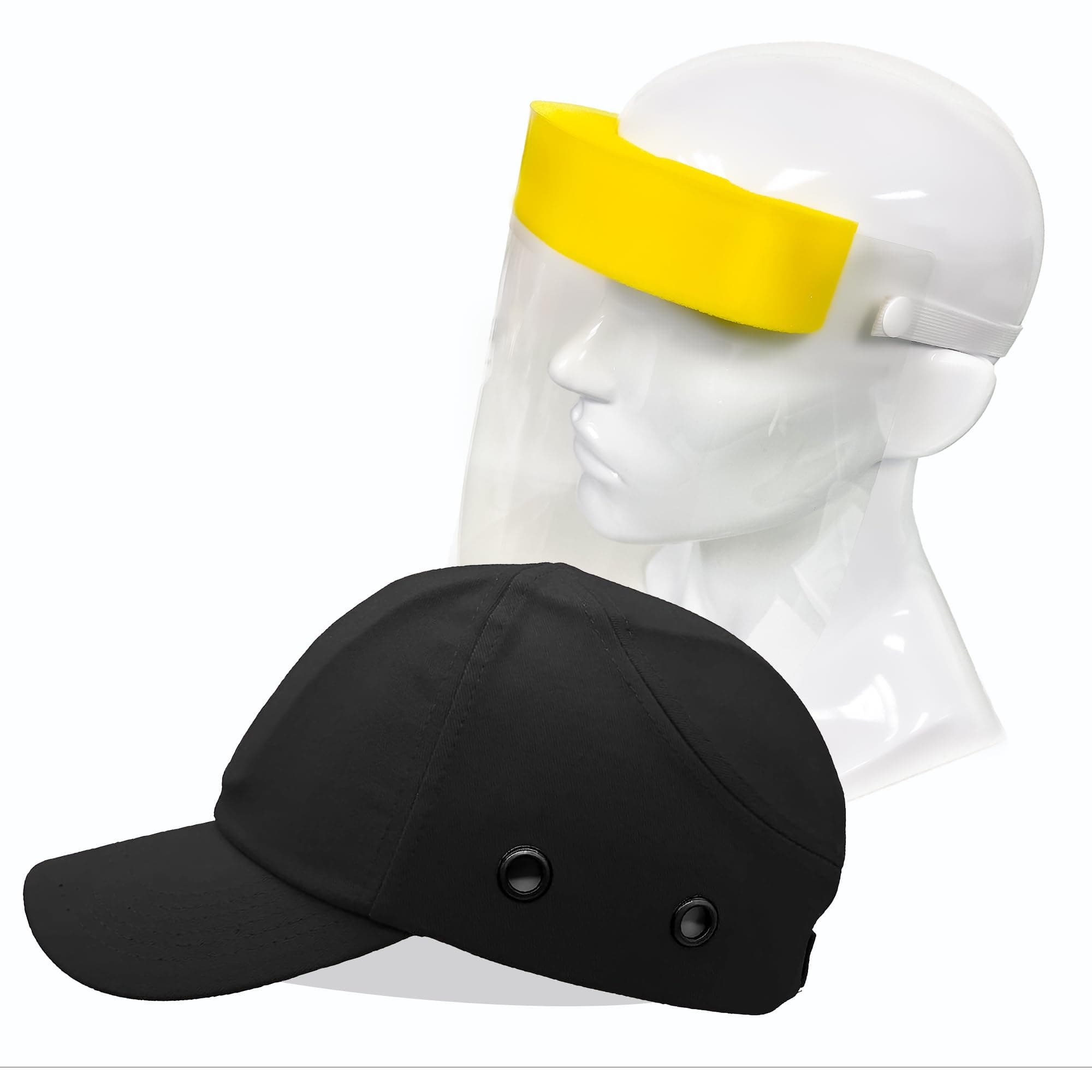 Black Baseball Safety Bump Cap - 100% Cotton, Impact-Resistant ABS Shell, Dual-Layer Padded Foam, Breathable, Adjustable Head Protection Hard Hat Cap