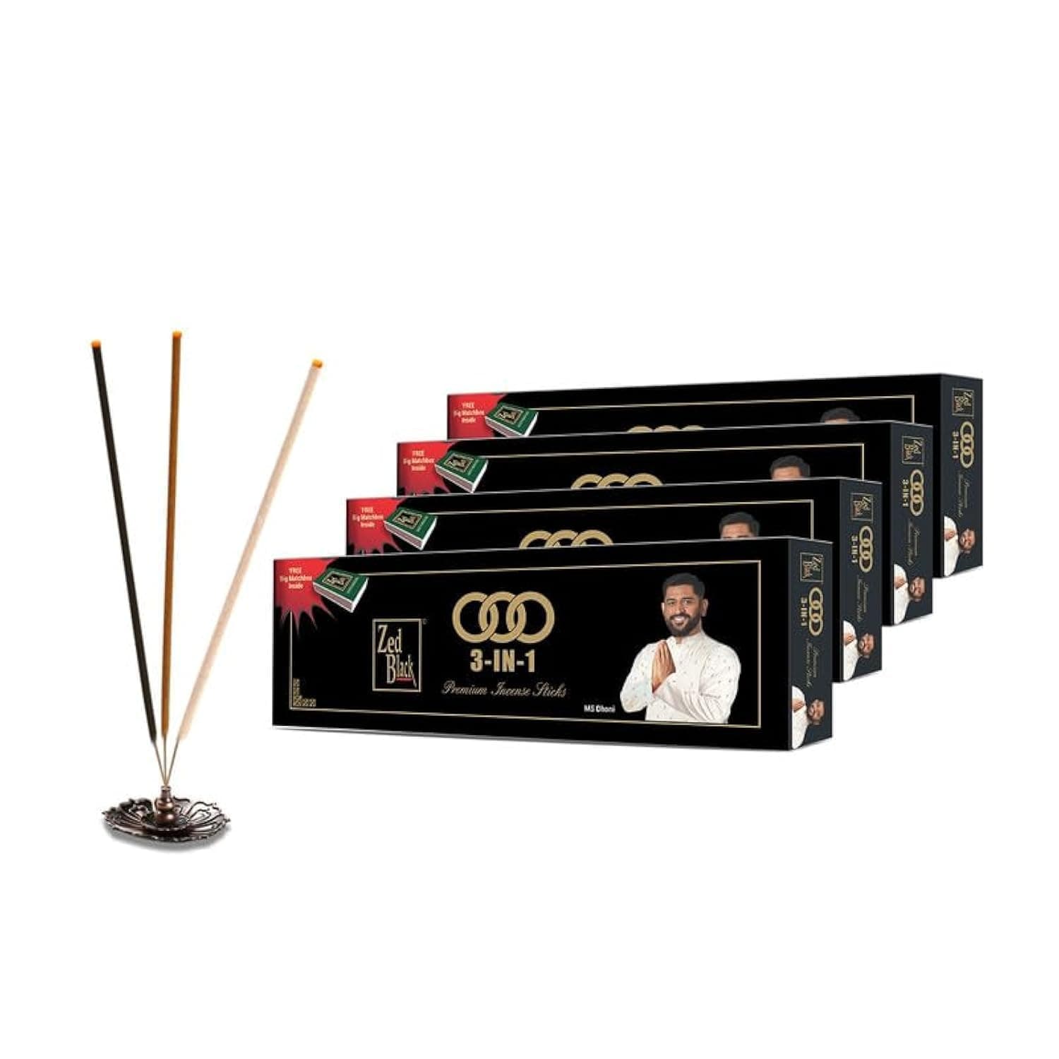 Zed Black 3 in 1 Monthly Pack Incense Sticks - Aroma Sticks (Pack of 4)