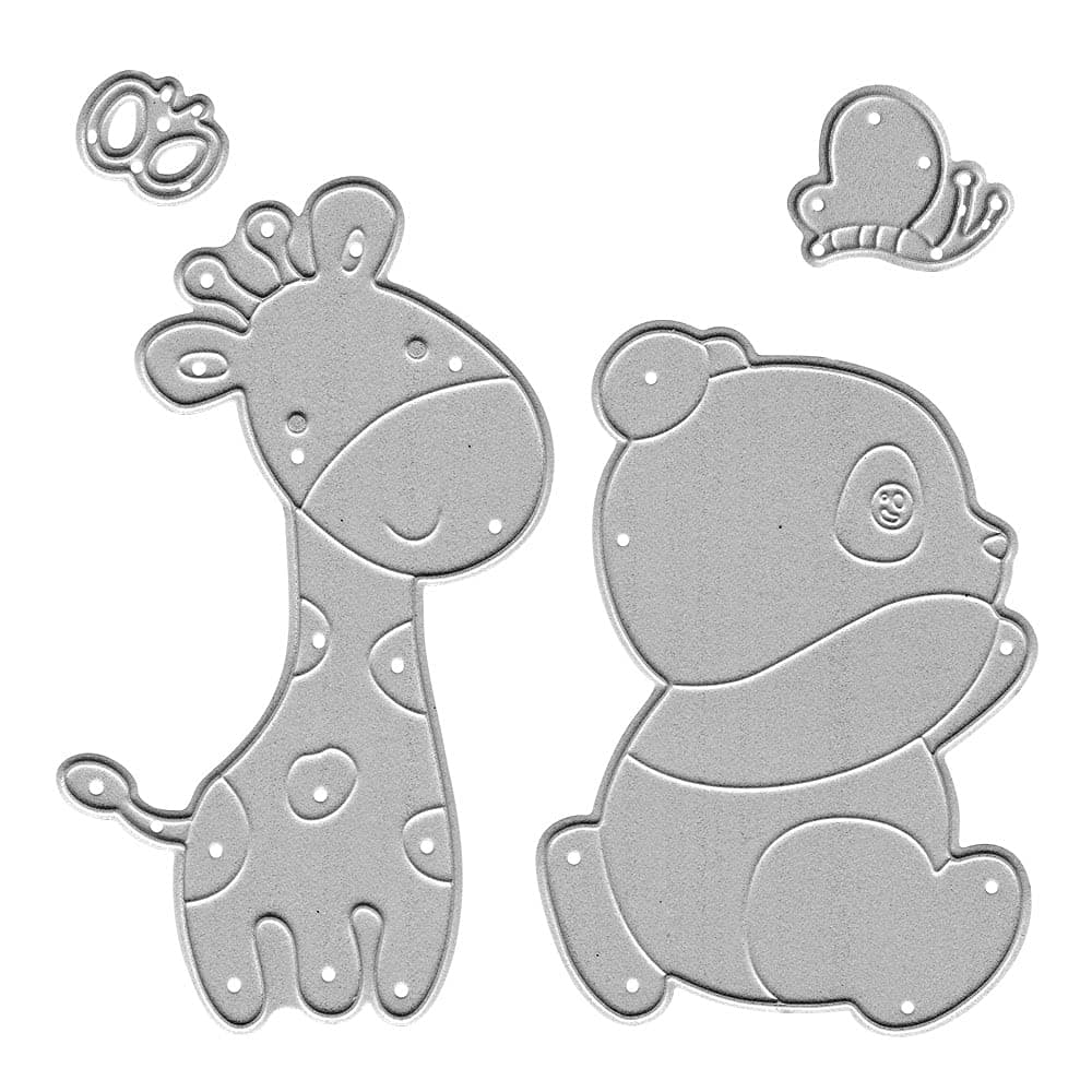 Giraffe Bear Metal Cutting Dies, Animals Die Cuts Embossing Stencils for Card Making DIY Scrapbooking and Photo Album Card Craft Decoration.