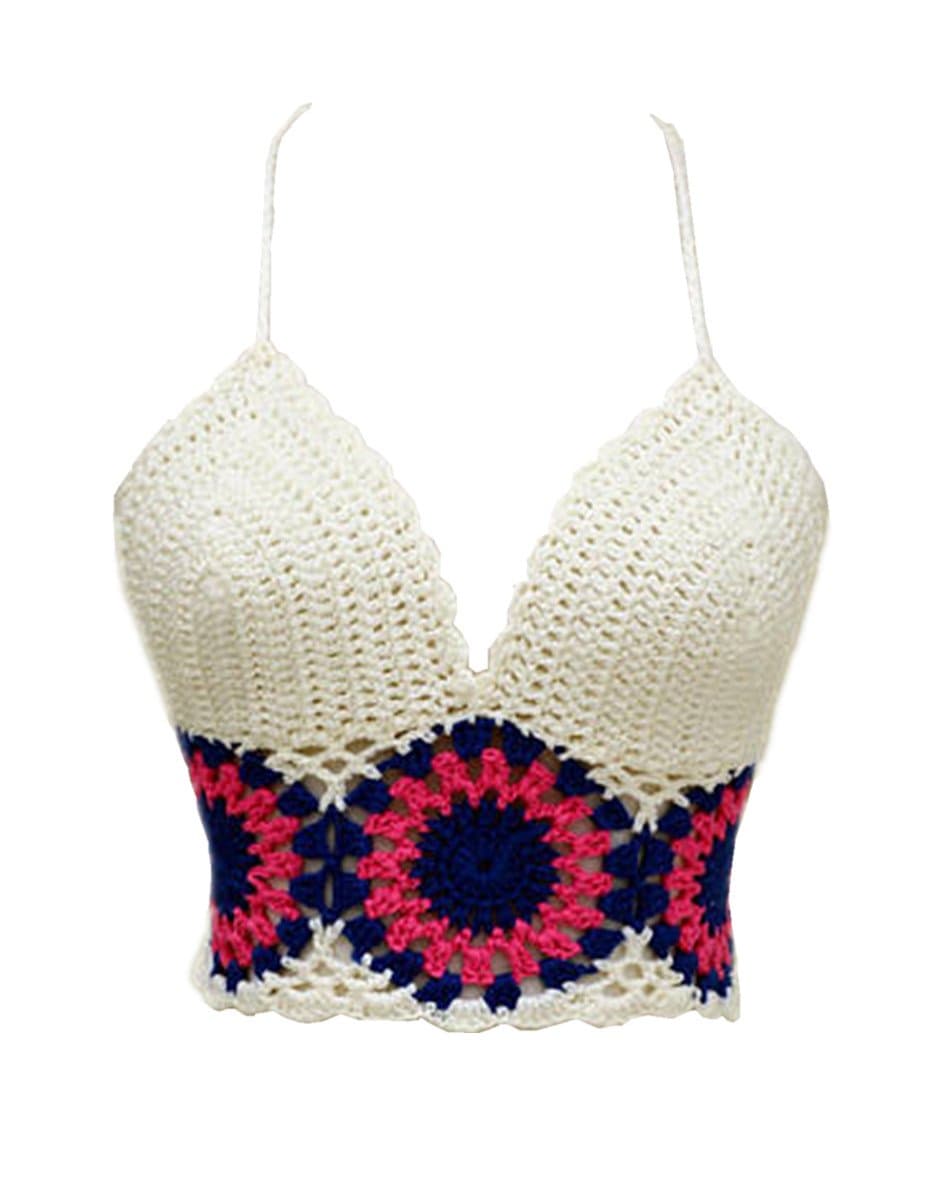 Black Bikini Halter Top Handmade Crochet Crop Top