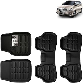 KINGSWAY Accessories Premium 3D Car Floor Mats Only Compatible with Toyota Innova Year 2012 to 2015 All Model, Set of 4, 100% Waterproof Tray Shape PVC 3D Car Foot Mats Anti-Slip Car Mat, Black