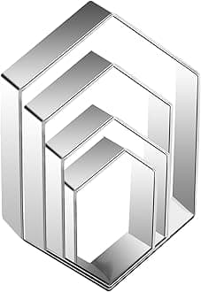 Hexagon Cookie Cutter Set 4 Sizes- 5 Inch, 4 Inch, 3 Inch, 2 Inch Stainless Steel Geometric Gem Cookie Cutters Shapes Molds