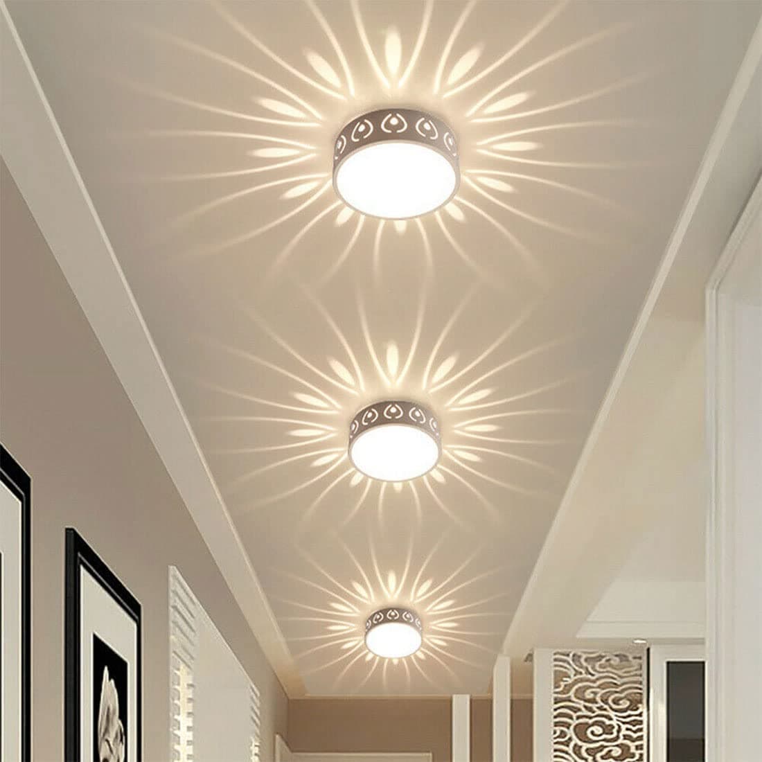 EIDEARAY Modern Style LED Ceiling Lights Warm White, Natural White, Cool White Ceiling Lighting Energy Saving 5W Equivalent Round Flush Lamps for Kitchen, Living Aisle, Porch, Corridor [Energy Class A++]