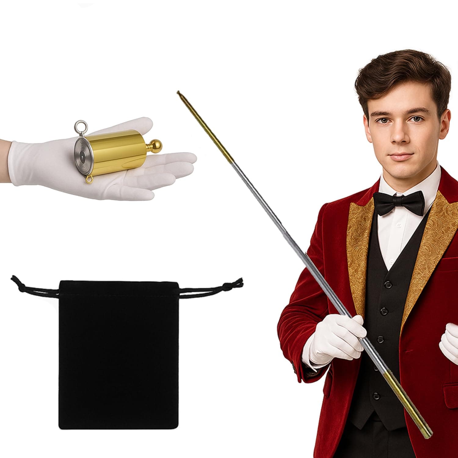 AMERTEER Magic Tricks Telescopic Rod - Creative Gold Hoop Magic Prop For Family Party Entertainment - Portable And Fun Toy For Kids And Adults - Perfect For Magic Shows, Birthdays, And Gatherings