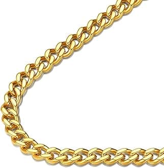 FindChic Men Curb Chain Necklace 18K Gold Plated/Stainless Steel/Black Chunky Double Tight Cuban Link Hip Hop Neck Chains for Men Boys 3.5MM/5MM/6MM/7MM/9MM/12MM 14''-30'' 8 Length Options (Send Gift Box)