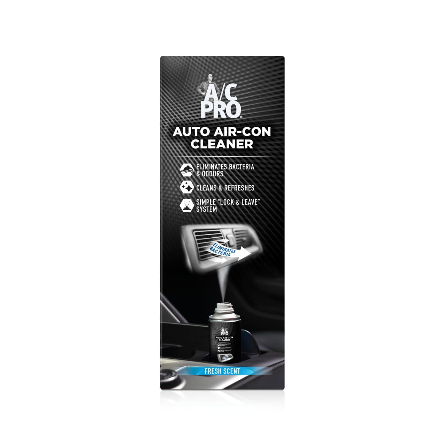 A/C Pro Auto Air-Con Cleaner, Cleans Refreshes and Disinfects Air Con System,Fresh Scent, 150 ml,23150EN