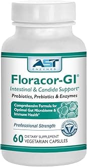 AST Enzymes Floracor - Supports intestinal Health - Premium Probiotic, Prebiotic and Formula - 60 Vegetarian Capsules