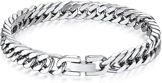 Cuban Chain Bracelets for Men Women, Stainless Steel/Black/Gold Plated Hip Hop Chunky Miami Curb Link Wristlet Bracelet Gift for Son Grandson Husband Father