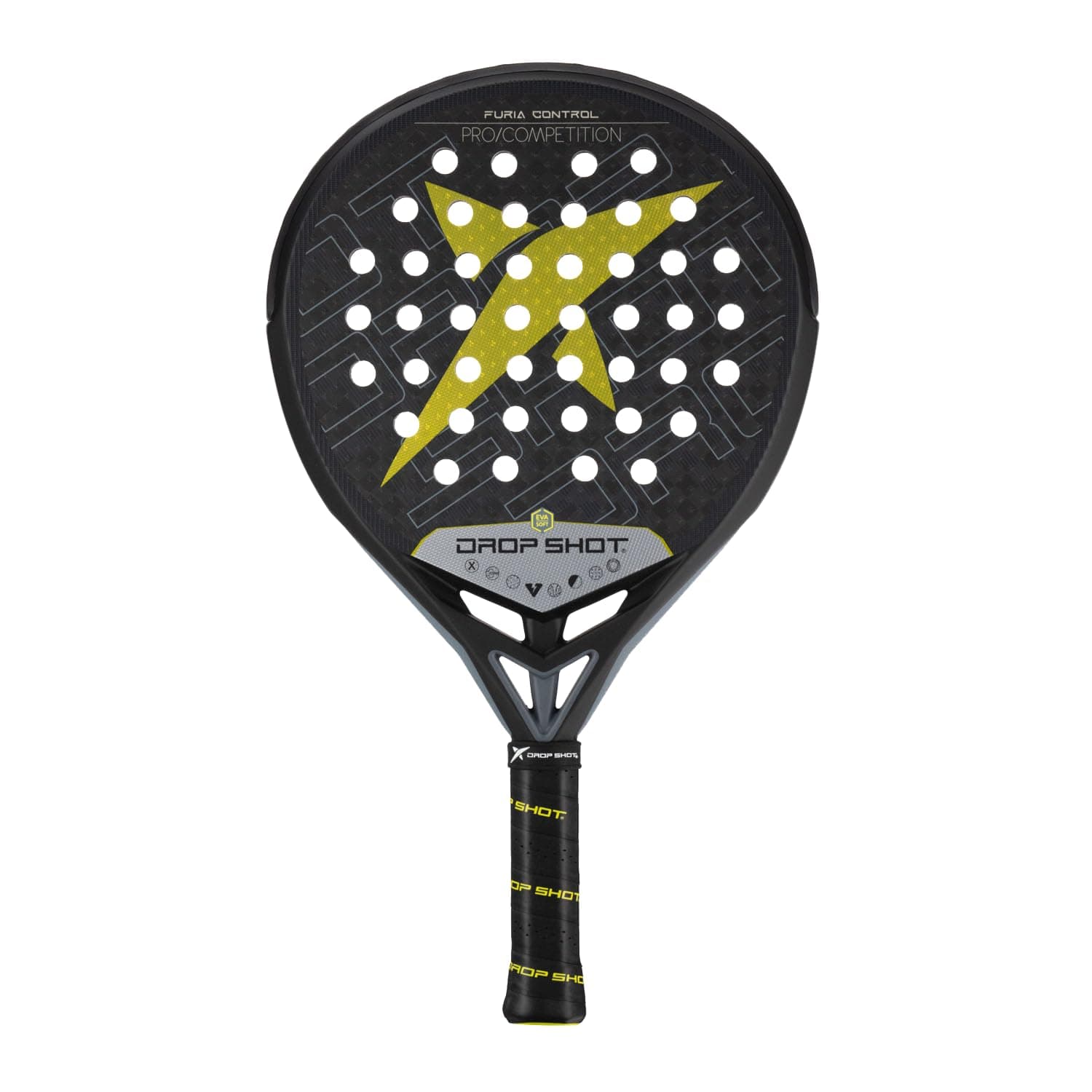 Drop Shot Furia Control 2024 – Padel Racket with Shock Absorption, Padel Racket Series – Professional Padel (Black), Small
