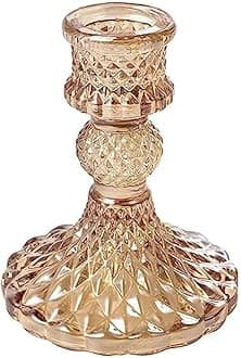 Candlestick Holders, Taper Candle Holders Glass, Candle Pillar Stands for Table Mantel Wedding Housewarming Gift Home Decoration (Gold 1pcs)