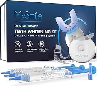 MySmile Teeth Whitening Kit with LED Light, 10 Min Non-Sensitive Fast Teeth Whitener with 3 Tooth Whitening Gel, Helps to Remove Stains from Coffee, Wines, Soda, Food